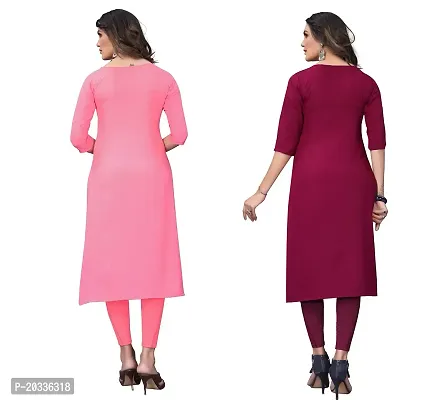 SANSKRUTI FASHION Women's Crepe Digital Print Straight Kurta(Pack of 2) (XXL, PeachPURPEL)-thumb2