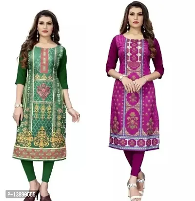 Reliable Crepe Printed Straight Kurta For Women- Pack Of 2-thumb0