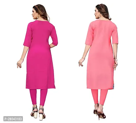 SANSKRUTI FASHION Women's Crepe Digital Print Straight Kurta(Pack of 2) (XL, PinkPeach)-thumb2