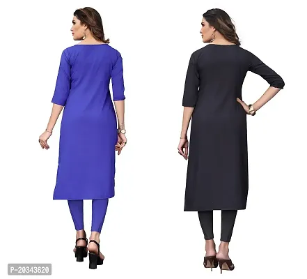 SANSKRUTI FASHION Women's Crepe Digital Print Straight Kurta(Pack of 2) (L, BLUEVIOLOTSILVERBLACK)-thumb2