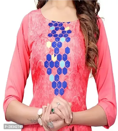 SANSKRUTI FASHION Women's Crepe Digital Print Straight Kurta(Pack 2) (L, PeachCORALPINK)-thumb5