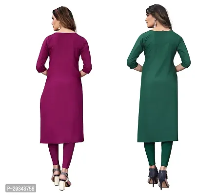 SANSKRUTI FASHION Women's Crepe Digital Print Straight Kurta(Pack of 2) (M, DEEPPINKOliveGreen)-thumb2