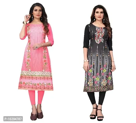 Classic Crepe Printed Kurtis for Women, Pack of 2