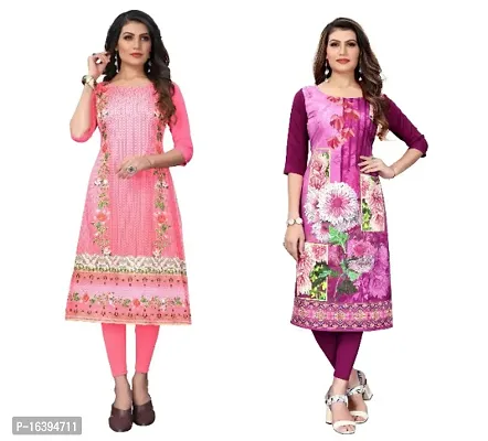 Classic Crepe Printed Kurtis for Women, Pack of 2-thumb0