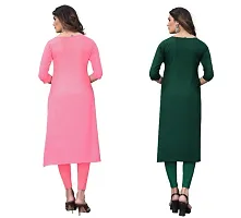 Sanskruti fashion Women's Crepe Digital Print Straight Kurta (Pack Of 2)PeachSeaGreen-thumb3