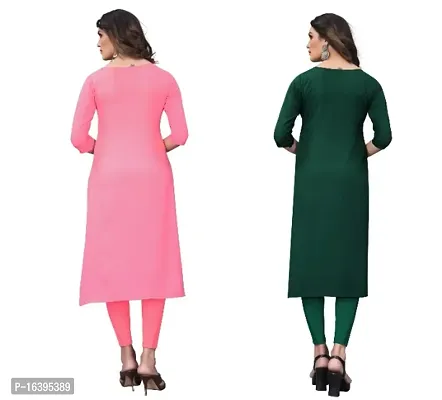 Sanskruti fashion Women's Crepe Digital Print Straight Kurta (Pack Of 2)PeachSeaGreen-thumb4