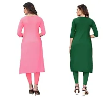 Sanskruti fashion Women's Crepe Digital Print Straight Kurta (Pack Of 2)PeachLightGreen-thumb3