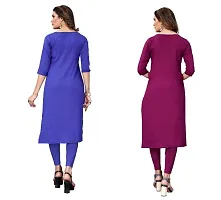 Sanskruti fashion Women's Crepe Digital Print Straight Kurta (Pack Of 2)BluePurpel-thumb3