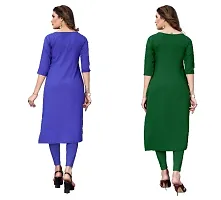 Sanskruti fashion Women's Crepe Digital Print Straight Kurta (Pack Of 2)BlueGreen-thumb3