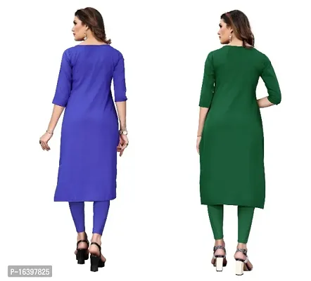 Sanskruti fashion Women's Crepe Digital Print Straight Kurta (Pack Of 2)BlueDarkGreen-thumb4