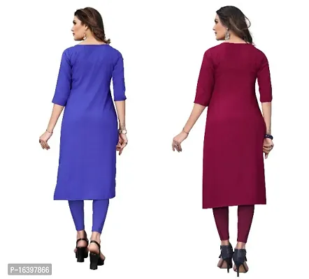 Sanskruti fashion Women's Crepe Digital Print Straight Kurta (Pack Of 2)BlueMediumRed-thumb4