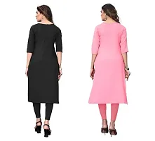 Sanskruti fashion Women's Crepe Digital Print Straight Kurta (Pack Of 2)BlackPink-thumb1