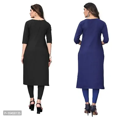 Sanskruti fashion Women's Crepe Digital Print Straight Kurta (Pack Of 2)BlackBlue-thumb2