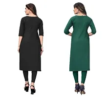 Women's Crepe Digital Print Straight Kurta (Pack Of 2)BlackOliveGreen-thumb3