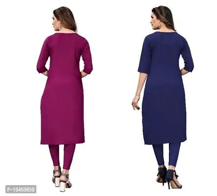 Sanskruti fashion Women's Crepe Digital Print Straight Kurta (pack of 2)PurpelNavyblue-thumb4