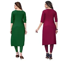 Women's Crepe Digital Print Straight Kurta (Pack Of 2)GreenDeeppink-thumb1