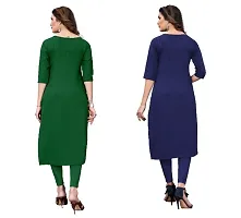 Women's Crepe Digital Print Straight Kurta (Pack Of 2)GreenDarkBlue-thumb1