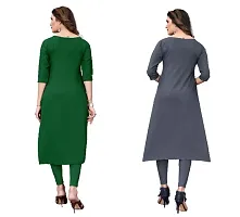 Women's Crepe Digital Print Straight Kurta (Pack Of 2)Green/Grey-thumb1