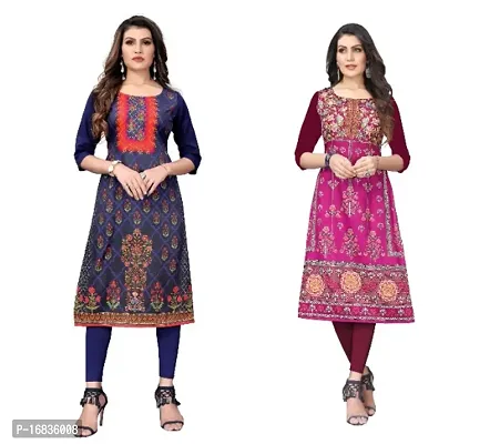 Classic Crepe Printed Kurtis for Women, Pack of 2-thumb0