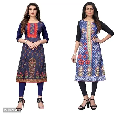 Classic Crepe Printed Kurtis for Women, Pack of 2-thumb0