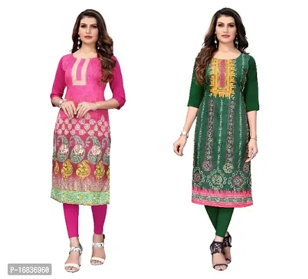 Classic Crepe Printed Kurtis for Women, Pack of 2