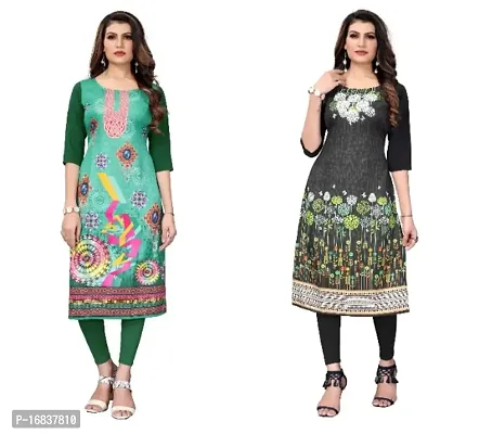 Classic Crepe Printed Kurtis for Women, Pack of 2