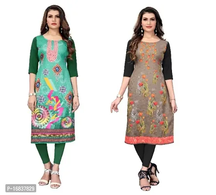 Classic Crepe Printed Kurtis for Women, Pack of 2