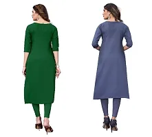 Sanskruti fashion Women's Crepe Digital Print Straight Kurta(Pack Of 2)DarkGreenSlateGrey-thumb3