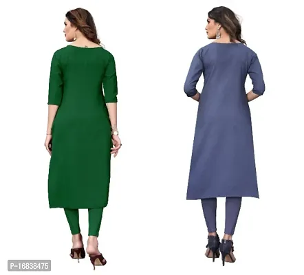 Sanskruti fashion Women's Crepe Digital Print Straight Kurta(Pack Of 2)DarkGreenSlateGrey-thumb4