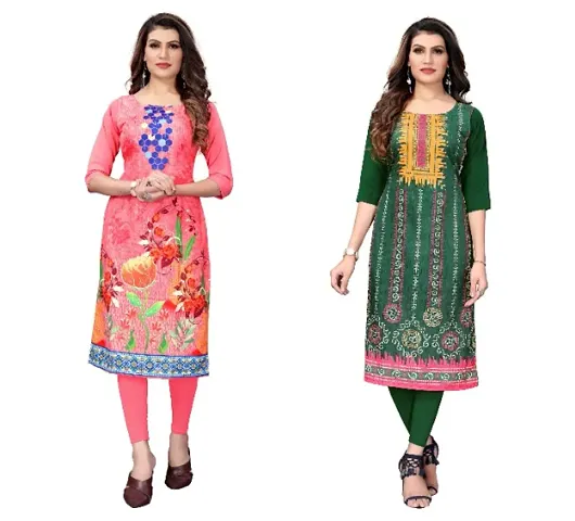 Reliable Crepe Straight Kurta For Women- Pack Of 2