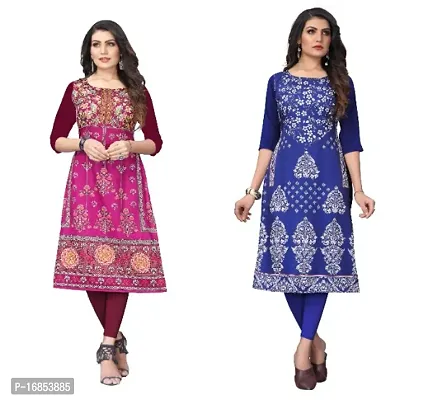 Reliable Crepe Printed Straight Kurta For Women- Pack Of 2