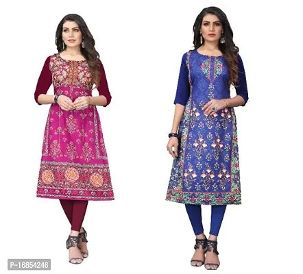 Reliable Crepe Printed Straight Kurta For Women- Pack Of 2-thumb0