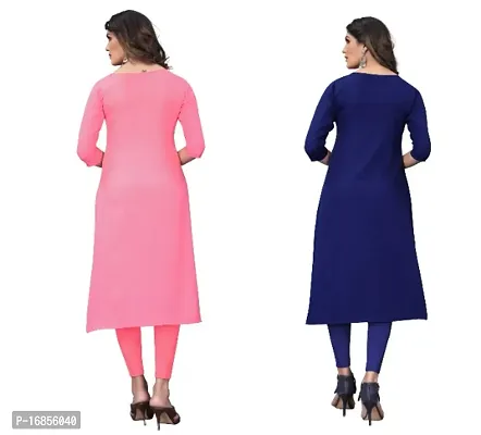 Sanskruti fashion Women's Crepe Digital Print Straight Kurta (Pack Of 2)CoralPinkBlueViolot-thumb4