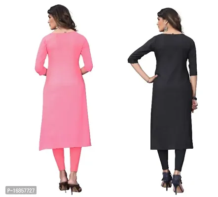 Reliable Crepe Printed Straight Kurta For Women- Pack Of 2-thumb2