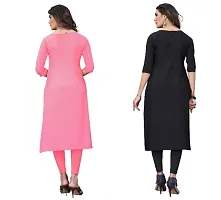 Women's Crepe Digital Print Straight Kurta (Pack Of 2)CoralPink-BabyBlue-thumb1