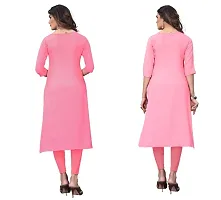 Sanskruti fashion Women's Crepe Digital Print Straight Kurta (Pack Of 2)CoralPinkRosePink-thumb3