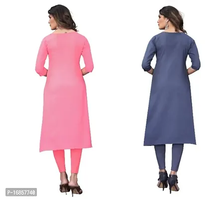 Reliable Crepe Printed Straight Kurta For Women- Pack Of 2-thumb2