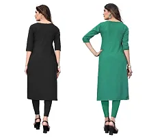 Sanskruti fashion Women's Crepe Digital Print Straight Kurta (Pack Of 2)DarkBlue-SpringGreen-thumb3