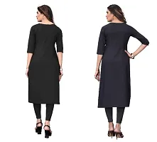 Women's Crepe Digital Print Straight Kurta (Pack Of 2)DarkBlack Black-thumb3