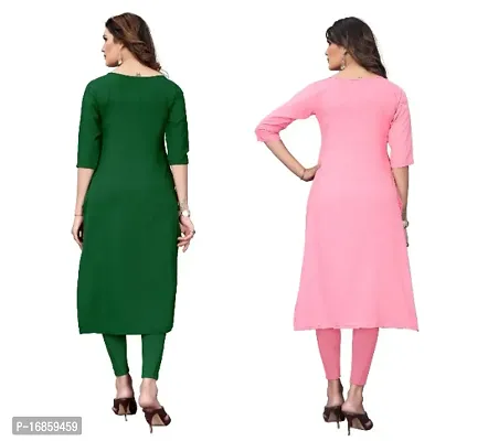 Sanskruti fashion Womens Crepe Digital Print Straight Kurta (Pack Of 2)LightGreenPink-thumb4