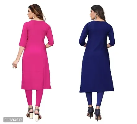 Sanskruti fashion Women's Crepe Digital Print Straight Kurta (Pack Of 2)HotPinkNavyBlue-thumb4