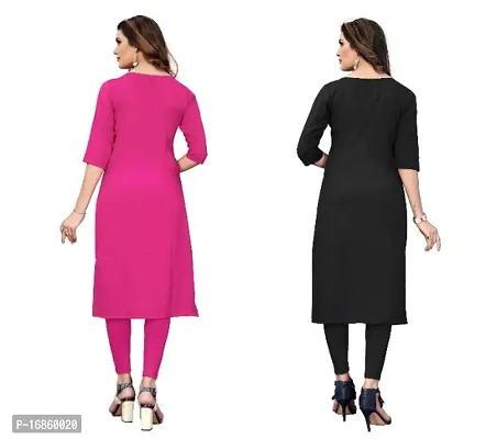 Sanskruti fashion Women's Crepe Digital Print Straight Kurta (Pack Of 2)HotPinkWhiteBlack-thumb4