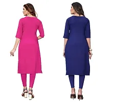 Sanskruti fashion Women's Crepe Digital Print Straight Kurta (Pack Of 2)HotPinkBlueViolot-thumb3