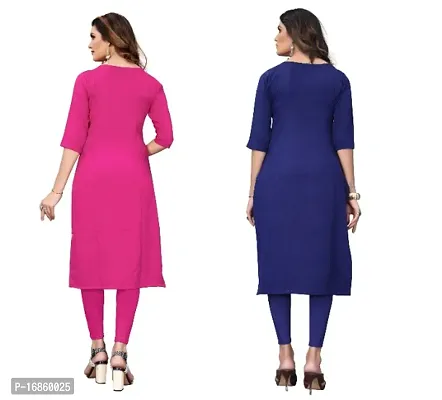 Sanskruti fashion Women's Crepe Digital Print Straight Kurta (Pack Of 2)HotPinkBlueViolot-thumb4