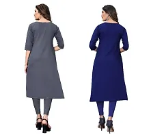 Sanskruti fashion Women's Crepe Digital Print Straight Kurta (Pack Of 2)LightGreyNavyBlue-thumb3