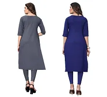 Sanskruti fashion Women's Crepe Digital Print Straight Kurta (Pack Of 2)LightGreyNavyBlue-thumb3