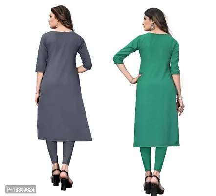 Sanskruti fashion Women's Crepe Digital Print Straight Kurta (Pack Of 2)LightGreySpringGreen-thumb4