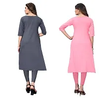 Sanskruti fashion Women's Crepe Digital Print Straight Kurta (Pack Of 2)LightGrey Pink-thumb3