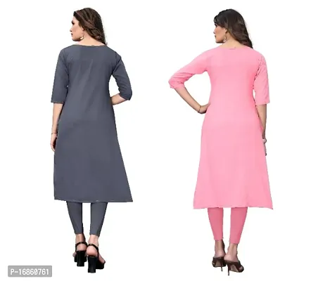 Sanskruti fashion Women's Crepe Digital Print Straight Kurta (Pack Of 2)LightGrey Pink-thumb4