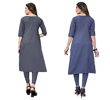 Sanskruti fashion Women's Crepe Digital Print Straight Kurta (Pack Of 2)LightGreyBlueGrey-thumb3